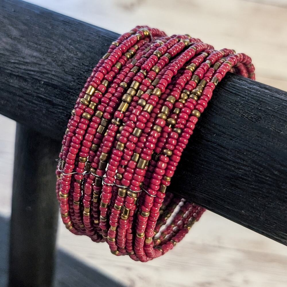 Vintage Wrap Bracelet Dark Red